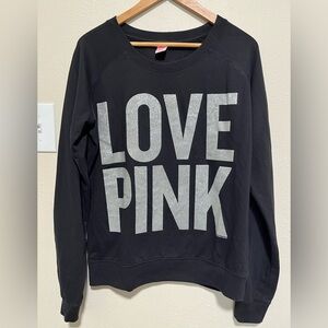 PINK Victoria's Secret Black Sparkling Crewneck Sweatshirt with Pink Tag